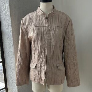Alfred Dunner Textured Tan Utility Jacket
